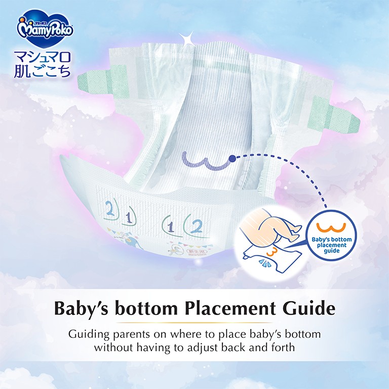 Baby’s bottom Placement Guide, Guiding parents on where to place baby’s bottom without having to adjust back and forth