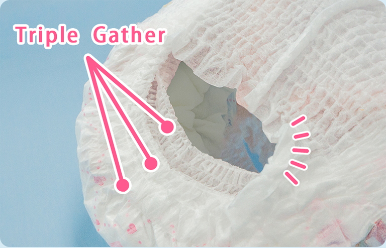 Triple layer Gathers that gently fits to prevent leakages