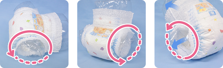A diaper design that stops leaks Only with MamyPoko. No more worries!