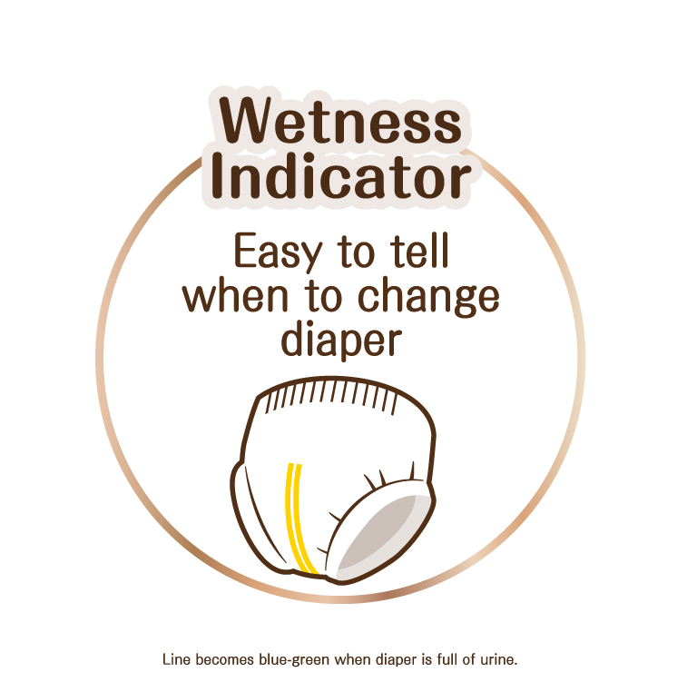 Wetness indicator for ease of telling diaper change time 